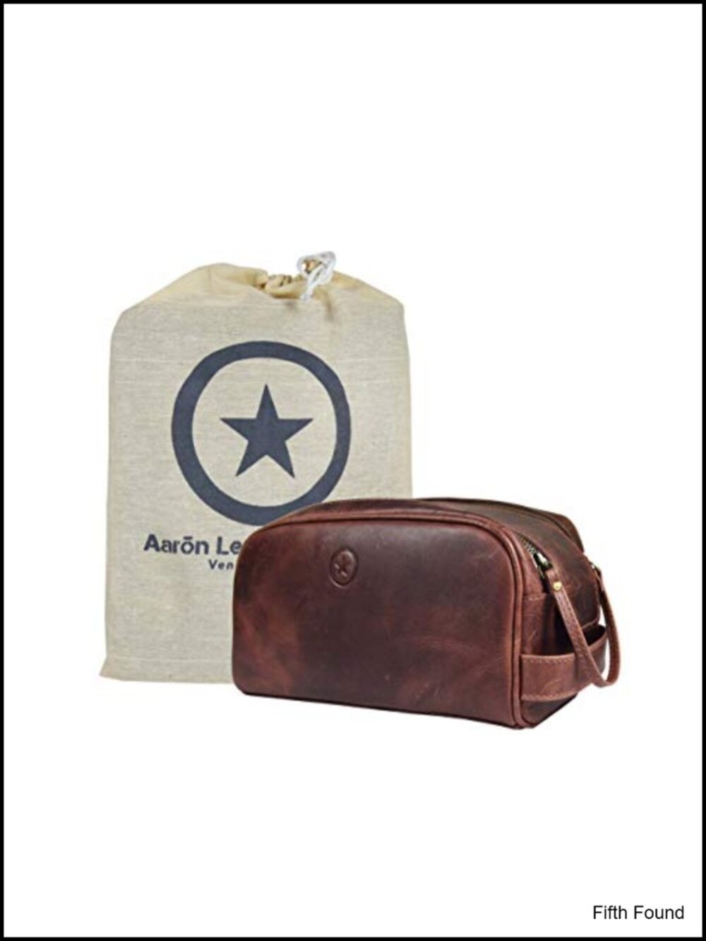 10" Leather Toiletry Travel Pouch Waterproof Lining Genuine Buffalo Leather